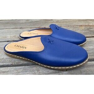 Charix Women's 40 US 9.5-10 Leather Mules Artisan Shoes - Blue
